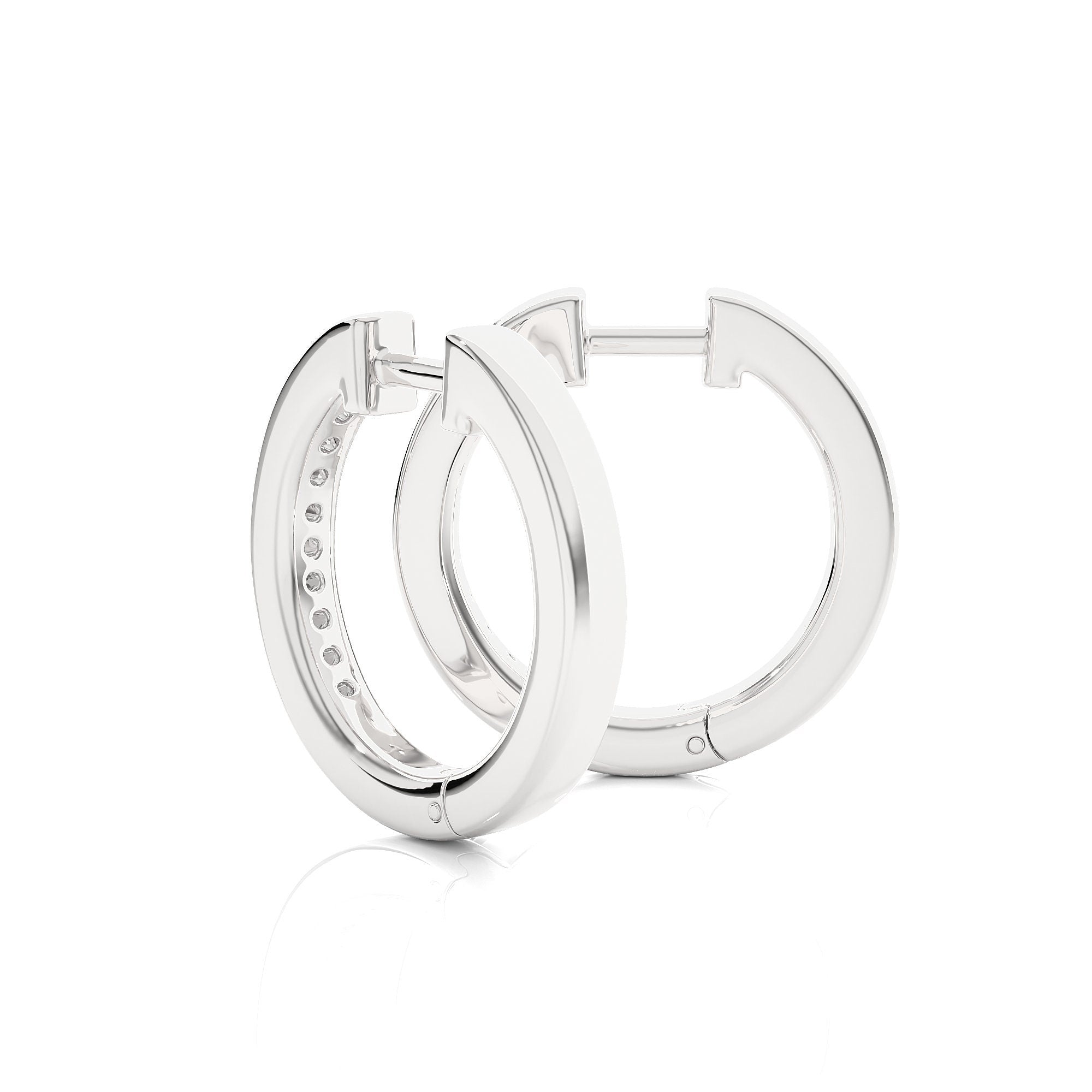 Hoop Earrings 14k Gold Round Diamond Channel Setting Huggie Hoop Earrings By Alikediamonds